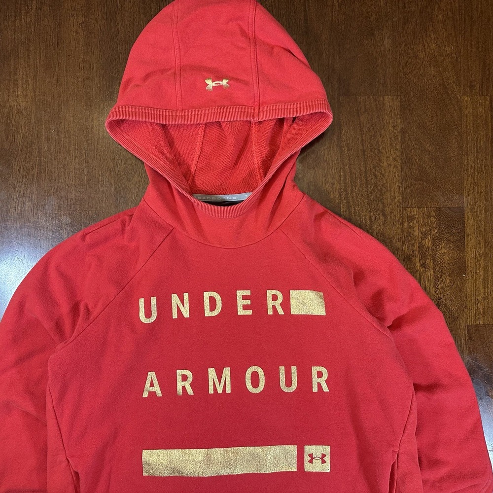 Under‎ Armour Women's Threadborne Hoodie Sweatshirt Pullover Medium Red Gold